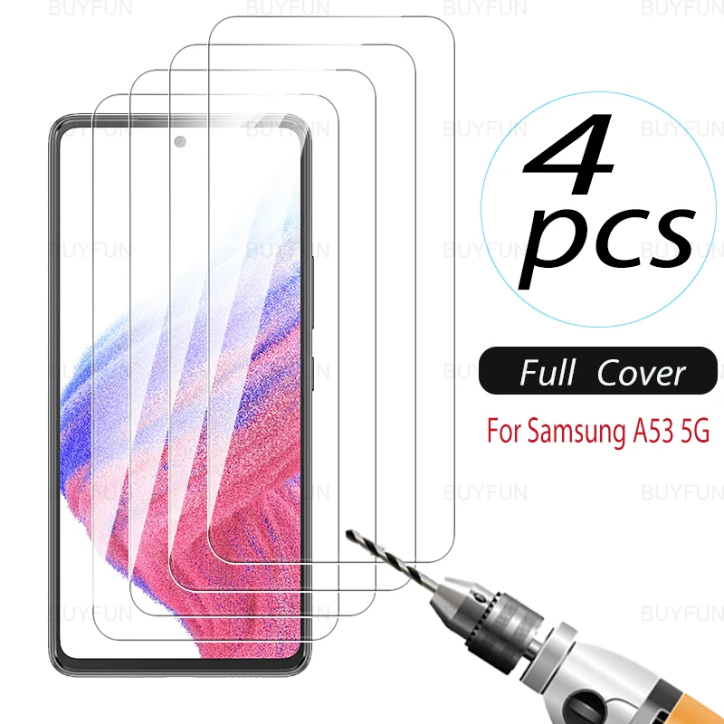 

Защита для экрана для Samsung A53 5G 4 шт, закаленное стекло для Samsung Galaxy A 53 53A Galax A53 6,5 дюйма, стеклянная пленка