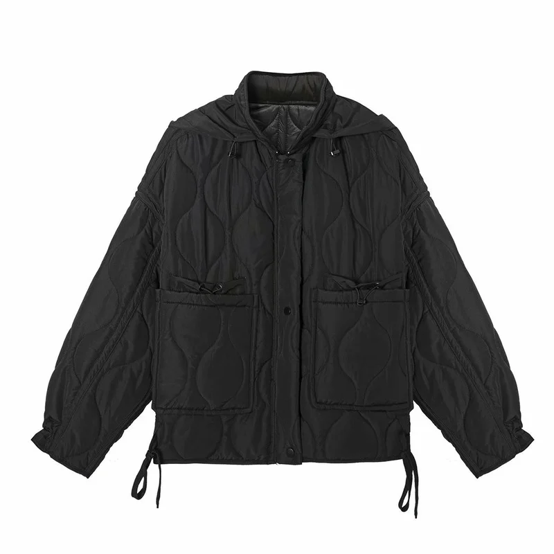 New Women's Long-sleeved Jacket 2021 Autumn and Winter European and American Style Stand-up Collar Loose Casual Cotton Clothing