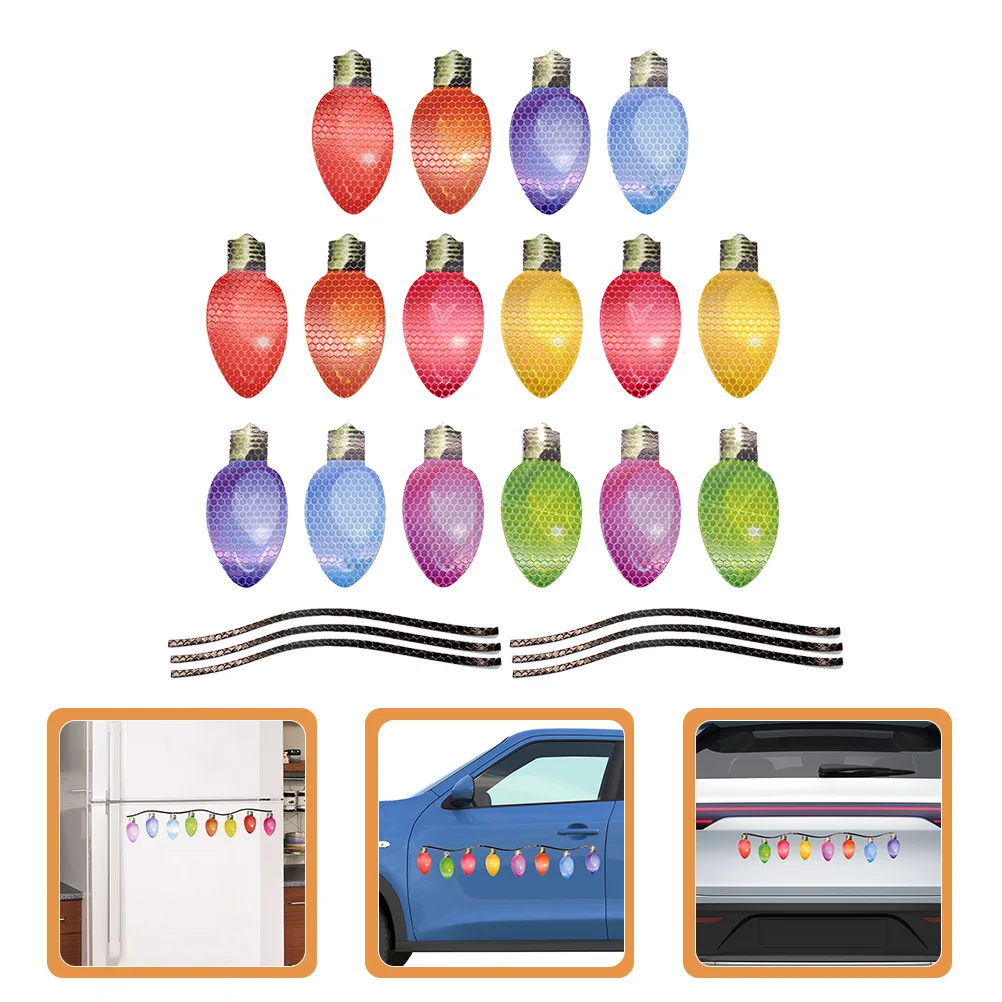 

2 Sets Car Magnets Decorative Refrigerator and Automotive Decoration Bulb Shaped Magnets Reflective Car Decorations