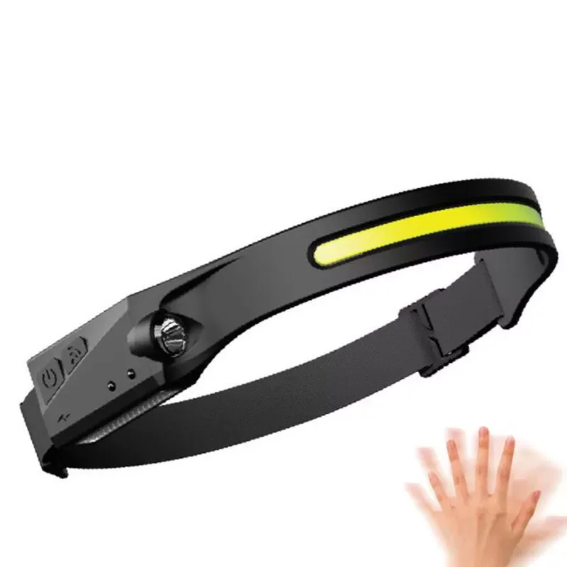 

Налобный фонарь с датчиком и 2 светодиосветодиодный, Головной фонарь с аккумулятором USB для кемпинга, рыбалки, езды, фонарь для ночной работы