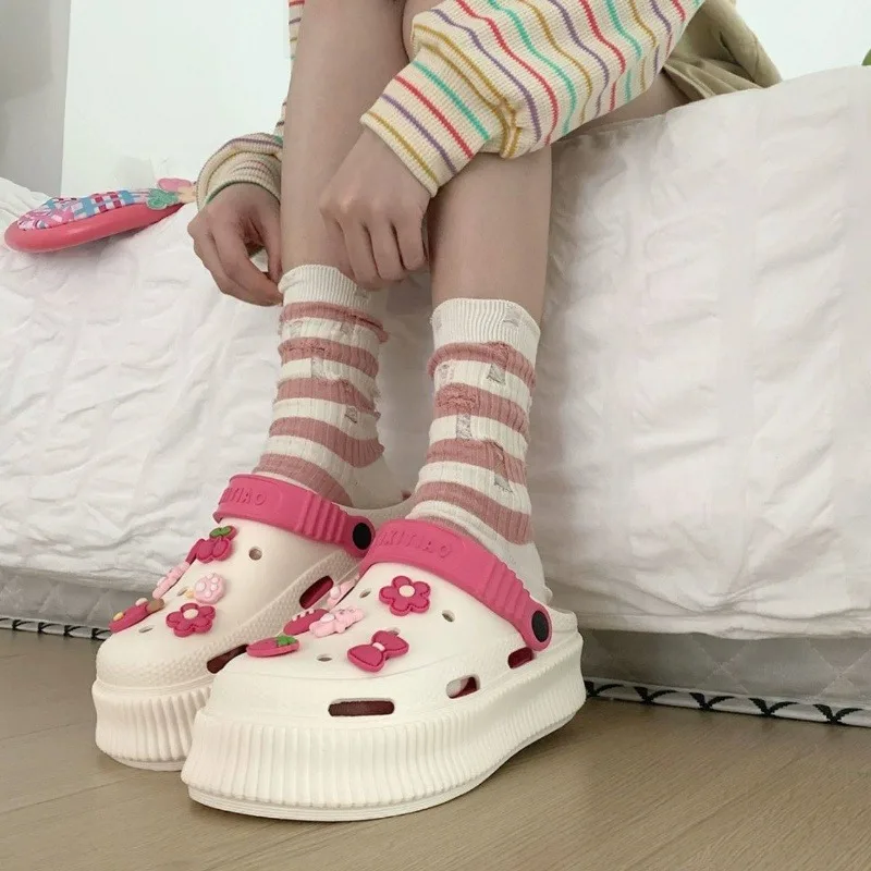 Летняя женская обувь с дырками сандалии для студентов пляжная из ЭВА на толстой