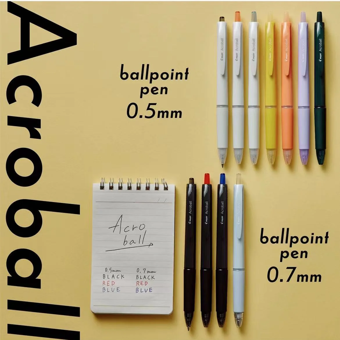 Фото Шариковая ручка PILOT Acroball 0,5/0,7 мм, гладкие чернила с низкой вязкостью, свободное письмо, минималистичный прозрачный стержень для ручки, высококачественные канцелярские принадлежности №3