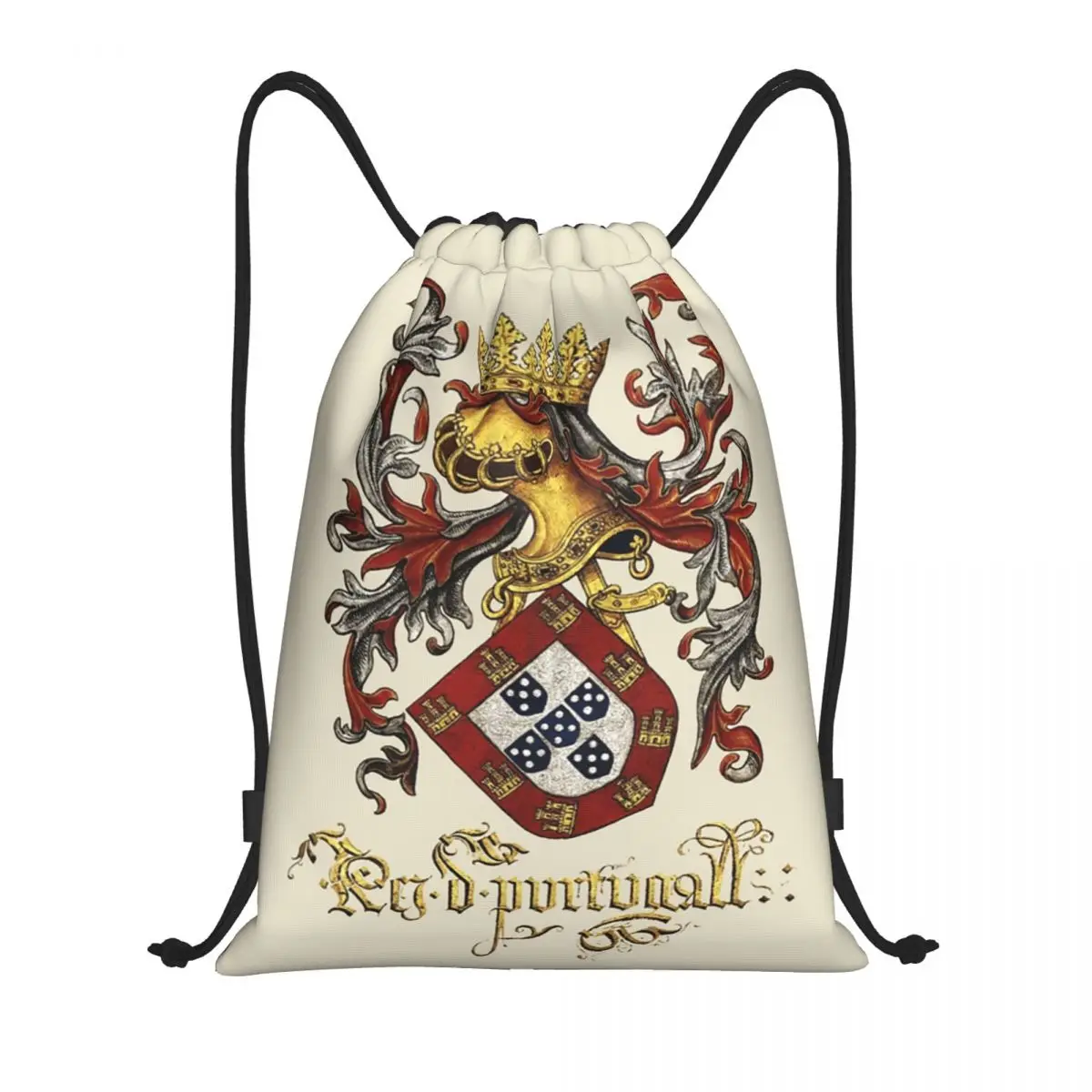 

Arms Of King Of Portugal Drawstring Backpack Sports Gym Bag for Women Men Livro do Armeiro-Mor Shopping Sackpack
