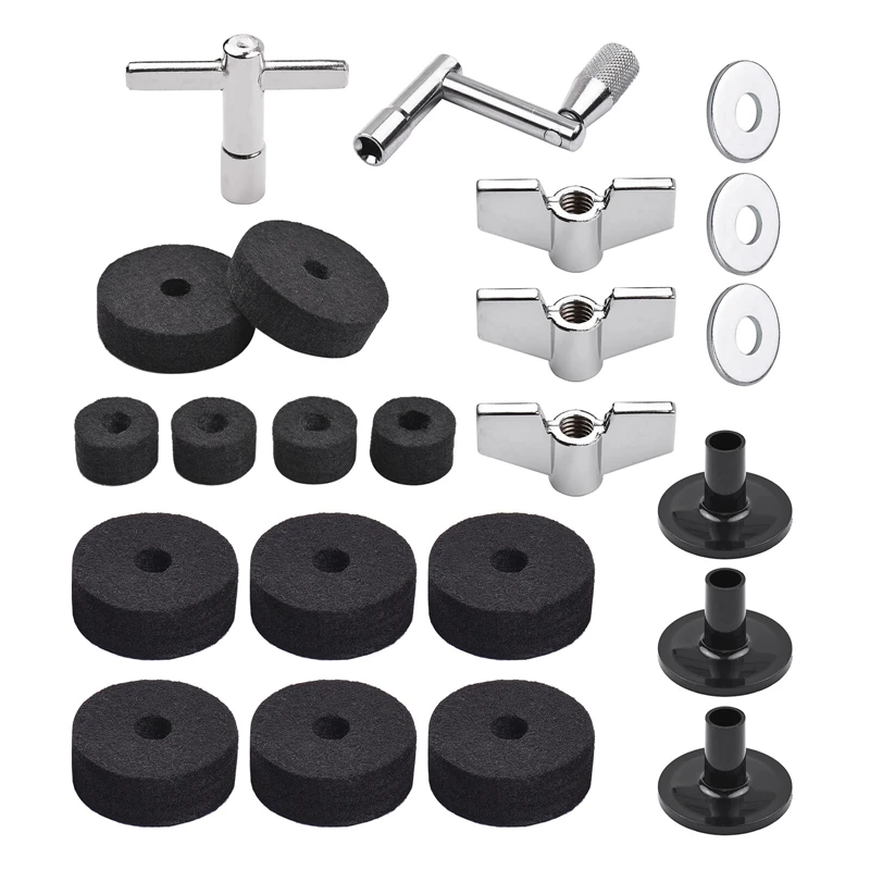

23Pcs Cymbal Replacement Accessories Drum Parts With Cymbal Stand Felts Drum Cymbal Felt Pads Include Wing Nuts Washers