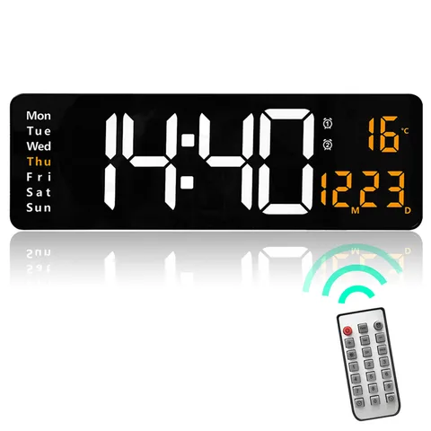 16-дюймовые светодиодные цифровые настенные часы с дистанционным управлением, большой дисплей, таймер прямого и нижнего отсчета, 10-уровневый затемняемый USB-будильник
