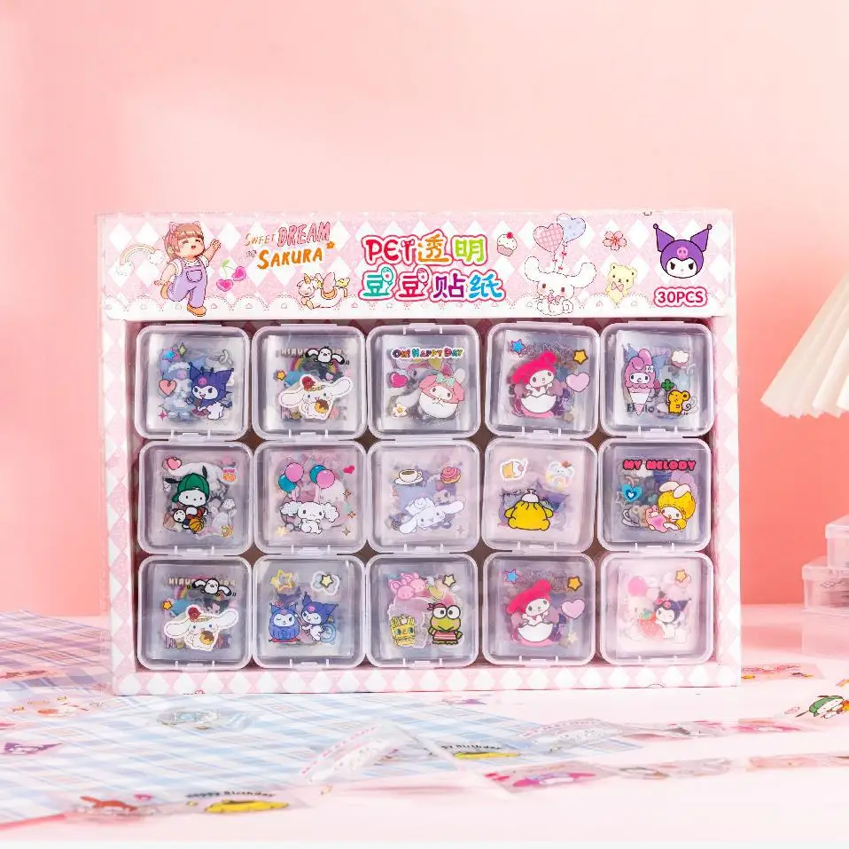

Sanrio прозрачная наклейка Hellokitty Kuromi My Melody Tape Kids Kawaii аниме блокнот Diy декоративная наклейка картина подарок