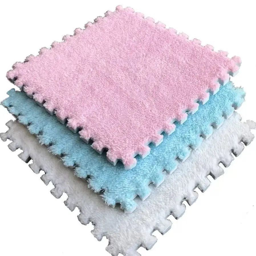 

10/20 Pcs Foldable Carpets Living Room Plush Soft Climbing Cappet Rug Split Joint Bath Room Anti-skid Rugs Pink Shaggy Area Rug