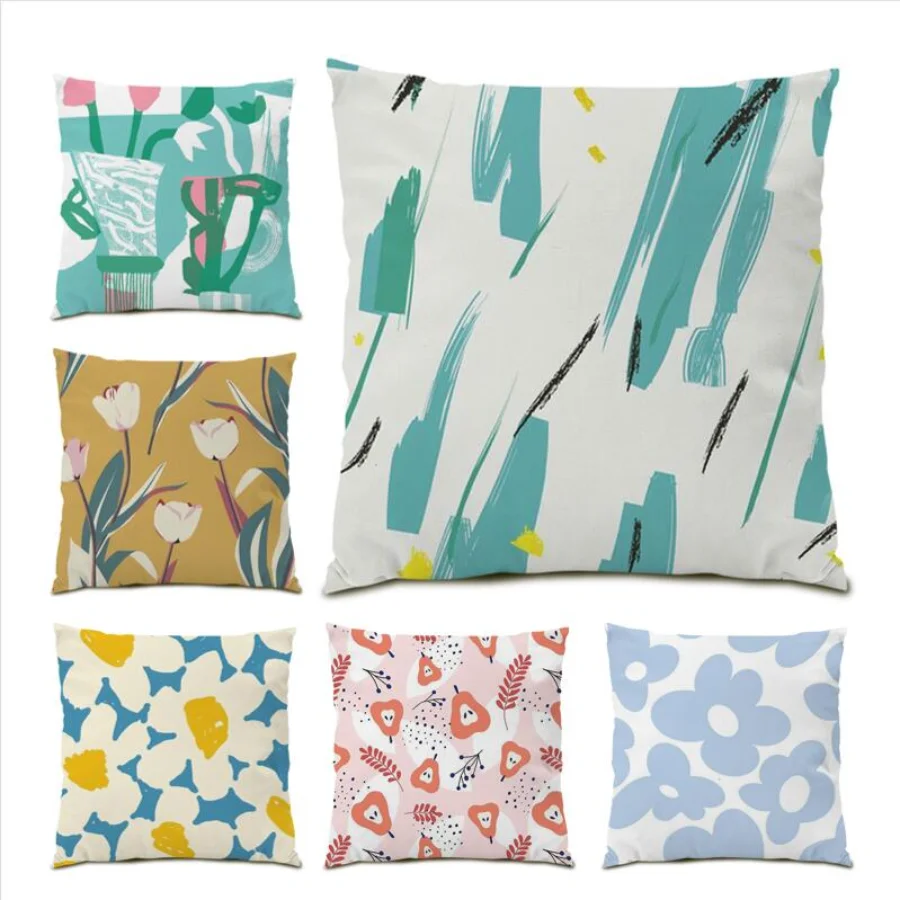 

Simple Decoration Home Line Throw Pillow Covers Gift Living Room Decoration Cushion Cover 45x45 Velvet Bed Color Geometry E0339