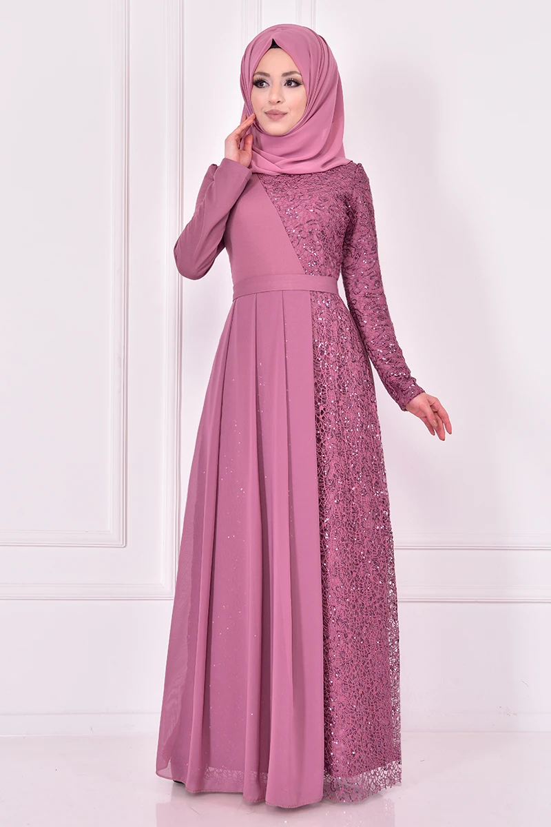 Шифоновые вечерние платья, розовая Абая, Дубай, Турция, мусульманский хиджаб, платье, женская одежда, мусульманское женское платье ASM22650