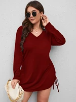 2022 new women plus size dress full sleeve larges big plussize above knee mini solid dresses clothes casual wear autumn suits