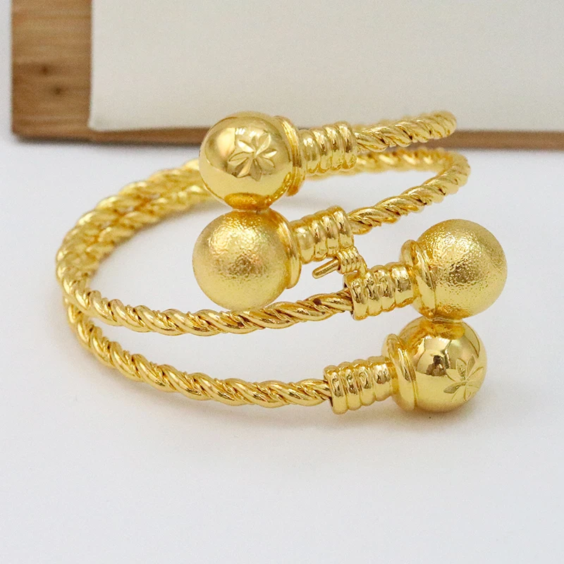 

24k Dubai Beaded Gold Bracelet Ladies Gold Dubai Bridal Wedding Ethiopian Bracelet African Bracelet Arabian Jewelry Gold Charm