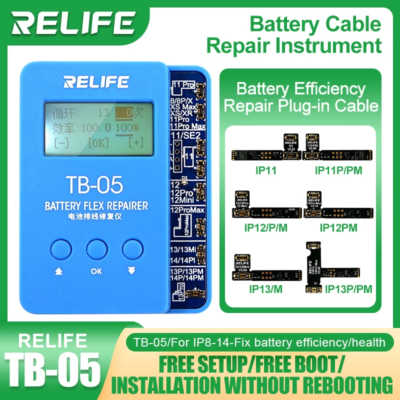 

Гибкий кабель для ремонта батареи Relife TB-05 для IPhone 11-13 PRO MAX