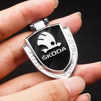 car keychain 3d alloy metal car logo shield shaped keyring accessories for skoda octavia 2 3 a5 a7 rs fabia superb rapid etc