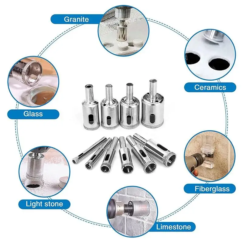Набор сверл для плитки с никелированным покрытием набор из 10 насадок сверления