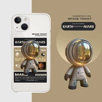 transparent space astronaut phone case for iphone 13 12 11 pro max mars tpu cartoon back cover for apple 13 mini 12mini 11pro