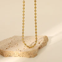 2022 fashion new 18k gold plated bead chain necklace jewelry stainless steel necklace oval bead chain women jewelry necklace cn