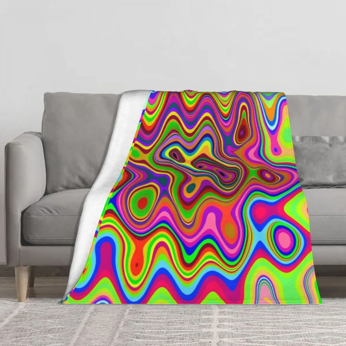 

Психоделическое светящееся одеяло с абстрактным жидким принтом, плотное уютное одеяло, толстое одеяло для спальни