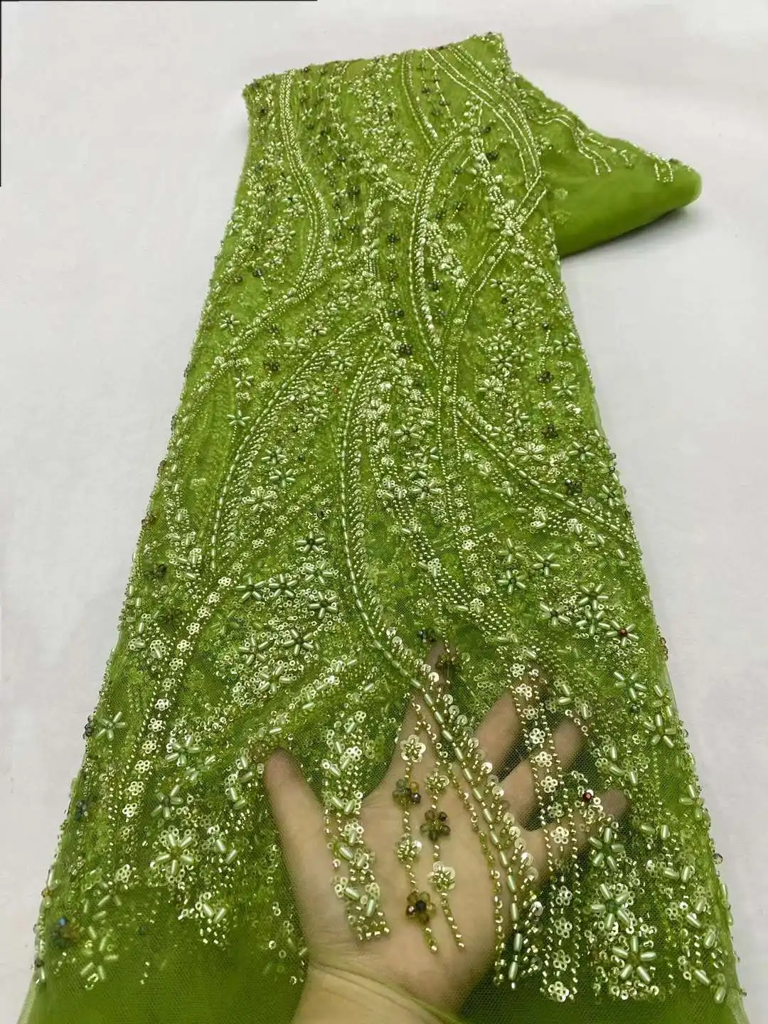 Африканские блестки кружевная ткань цветок вышивка бисер сетка кружево 2024 лидер