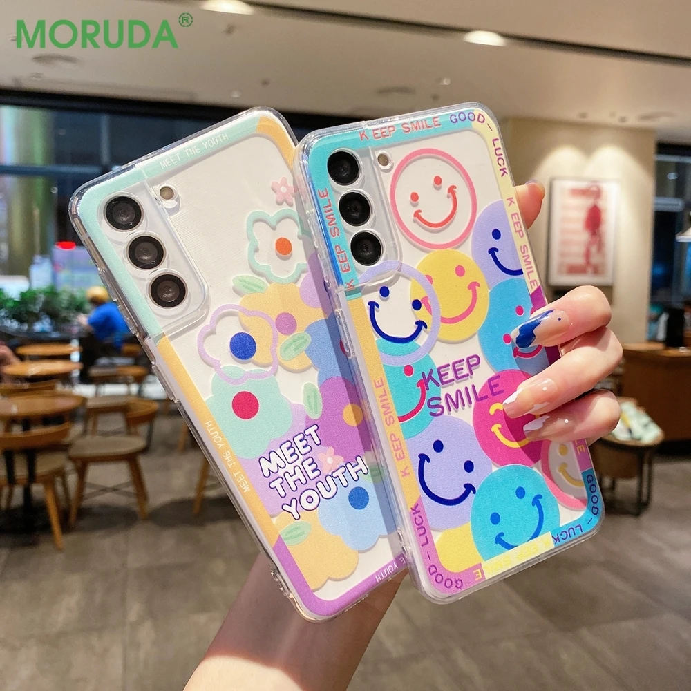 

ins Color Expression Flower Case for Samsung Galaxy S22 Note20 Ultra S21 Plus S20 FE A53 A33 A52 A72 A51 A71 A32 Silicone Cover