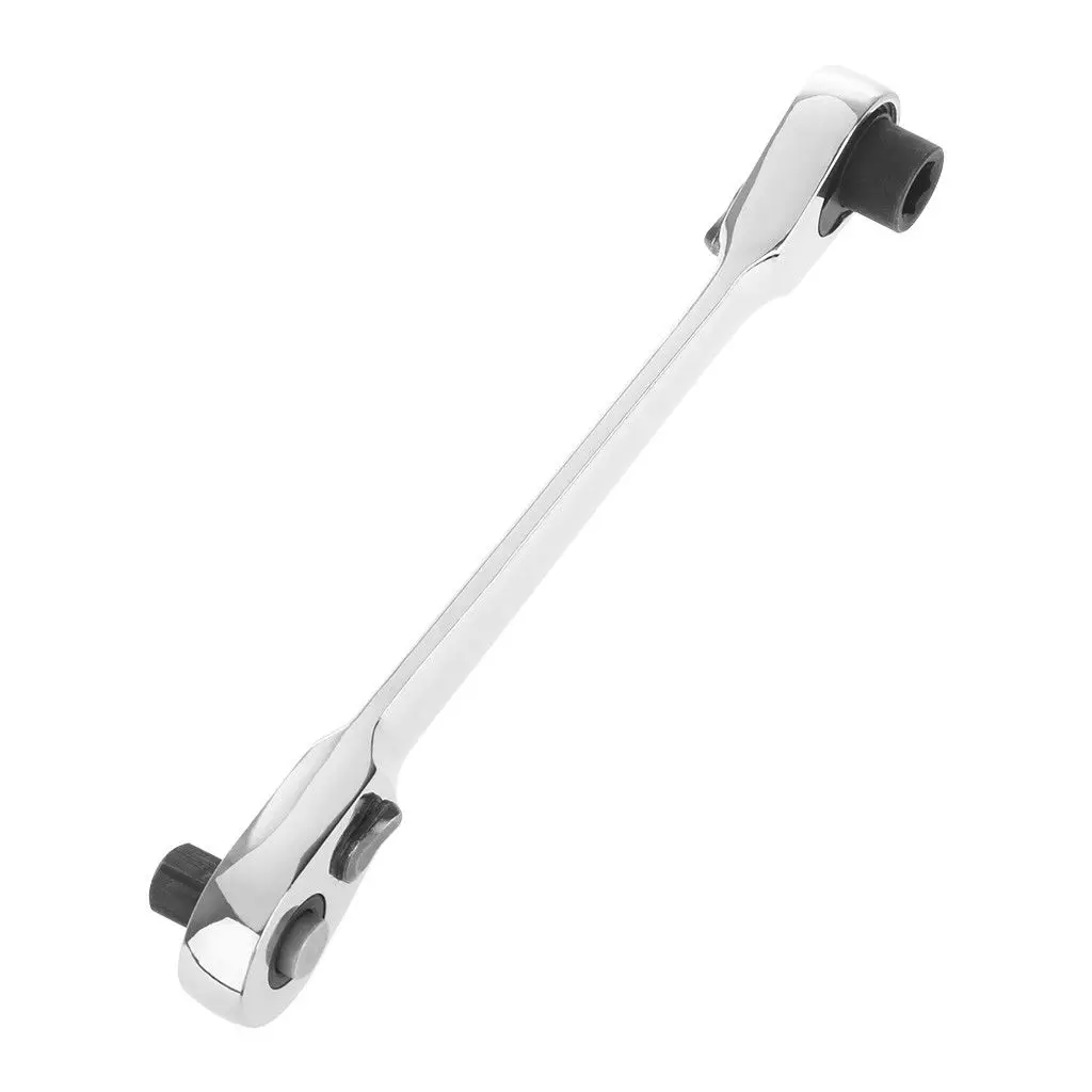 

1/4 Dual Head Square Ratchet Socket Wrench Hex Bit Driver Screwdriver Gadget UK