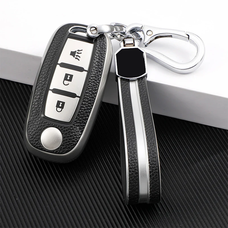 

3 Buttons TPU+Leather Car Key Case Cover For Dongfeng Venucia T90 D60 T60 T70 Auto Holder Shell Colorful Car-Styling Accessories