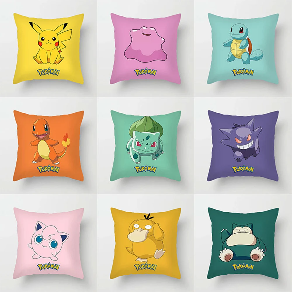 

Pokemon Cushion Cover Plush Toys Pikachu Go Psyduck Pillowcase Cartoon Pillow Cases Sofa Car Home Plush Cover Gifts Toys 45x45cm