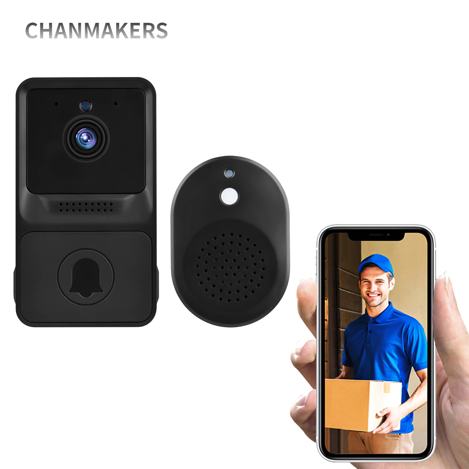 

HD High Resolution Visual Smart Security Doorbell Camera Wireless Video Doorbell with IR Night Vision Real-Time Monitoring