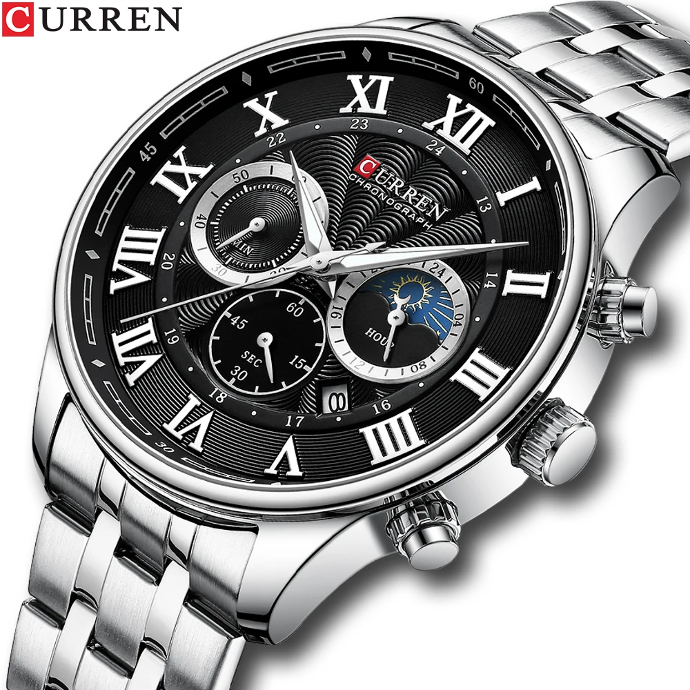 

CURREN Brand Luxury Casual Stainless Steel Quartz Men's Watch Business Clock Male Sport Waterproof Date Chronograph Reloj Hombre