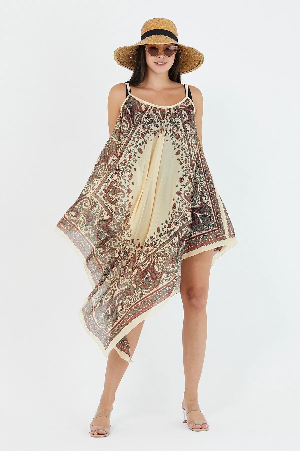 

Women's Pareo Beach Dress Swimwear Cover Up Dress Sexy Tunic Suit Beachwear Female Beach Bikini Cover Loose Mini Dress