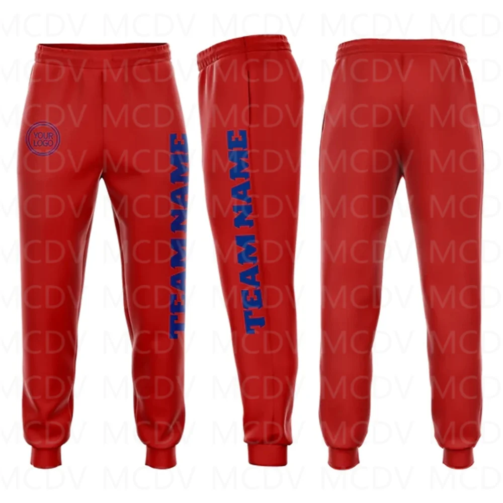 Custom Red White Fleece Jogger Sweatpants 3D Printed Casual Unisex Jogging Trousers Loose Sports Pants images - 6