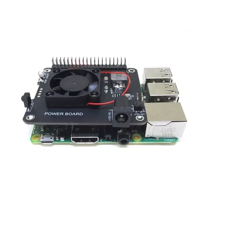 

PowerBoard for Raspberry Pi 4B&3B+&All Platform Power Supply with Safe Shutdown Auto Cooling Fan Expansion Board