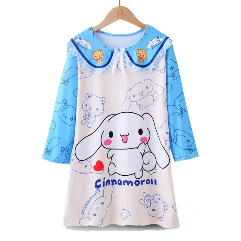 2024 Детская Пижама Sanrios ночная рубашка Hello Kitty для девочек Повседневная Милая