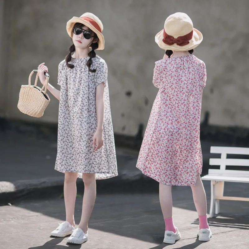 

Girls Cotton Dress Summer 2023 New Sweet Printting Children Clothing Fashionable Kids Floral Dresses, #7453