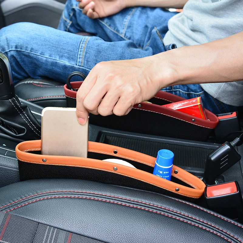 

Car Seat Slit Gap Storage Pocket PU Leather Pocket Auto Interior Goods Organizer Useful Seats Bag Space Saver Car Accessories