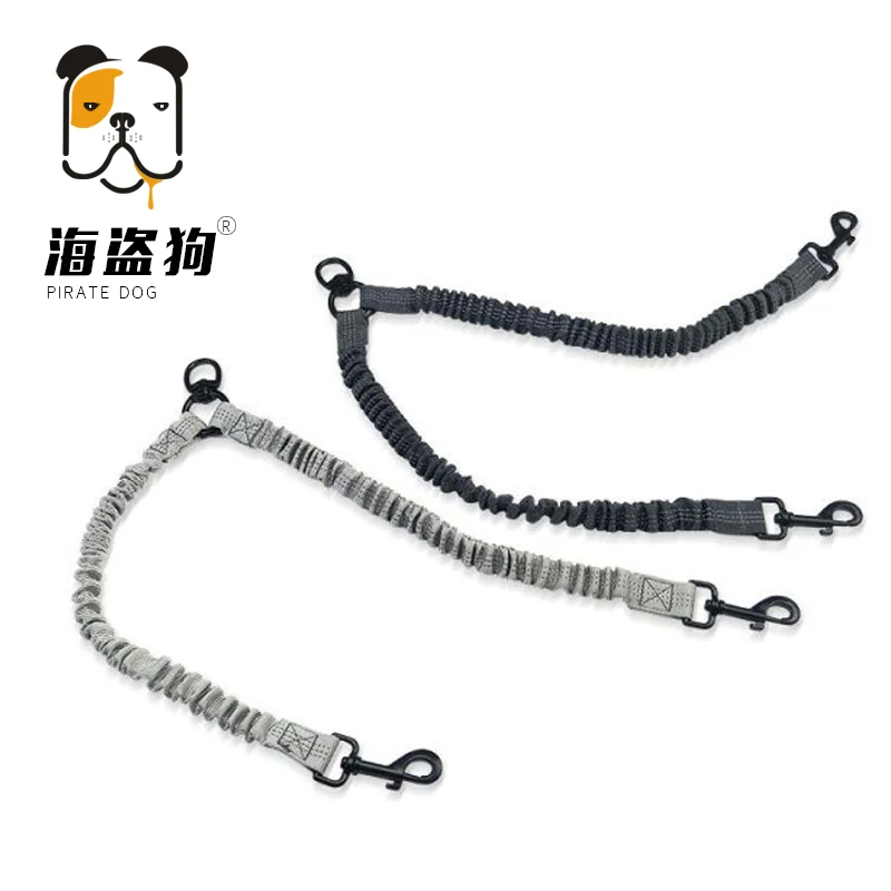 

Pet elastic traction rope double-headed dog with one drag and two pulls Retractable dog medium and large dog double-headed
