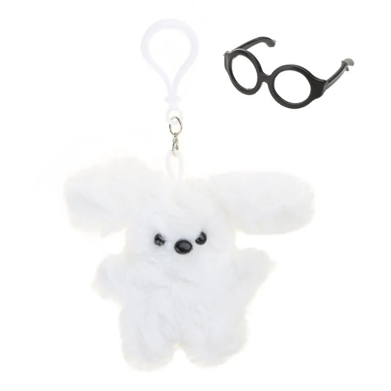 

Trendy White Rabbit Pendant Decors Plush Animal Ornament Keychain Decorations for Car Backpack Key Rings Decor 517F