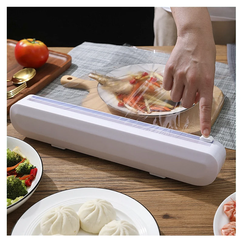 

Convenient Plastic Wrap Cutter/Wall-mountable Cutaway Box With Suction Cups