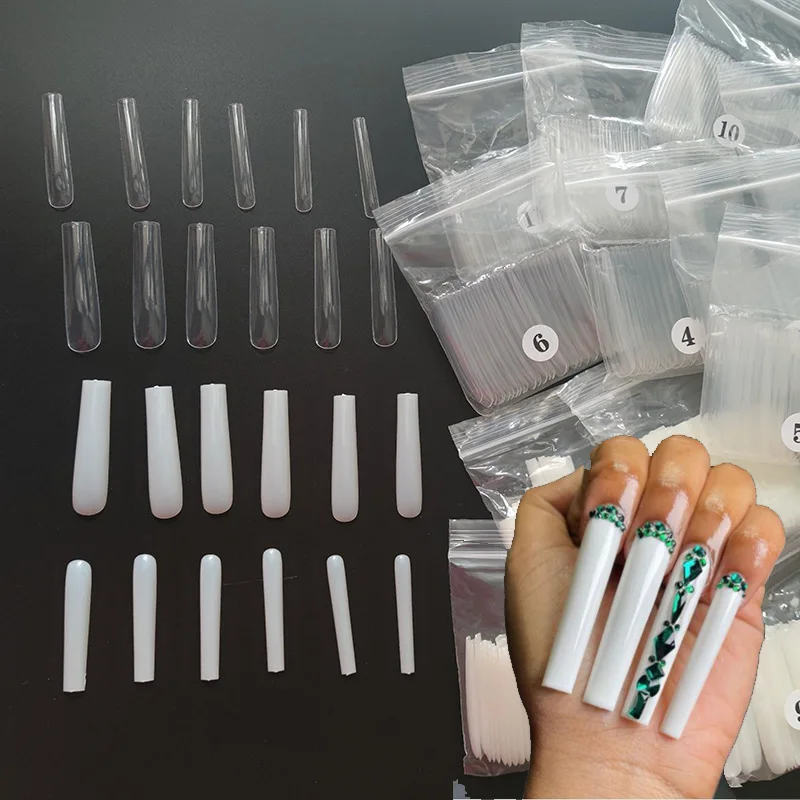 

120Pcs3XL Tapered Square Full Cover Nail Tips Natural Press On Nails Manicure Accessories Artificial Extra Long Square Nails F05
