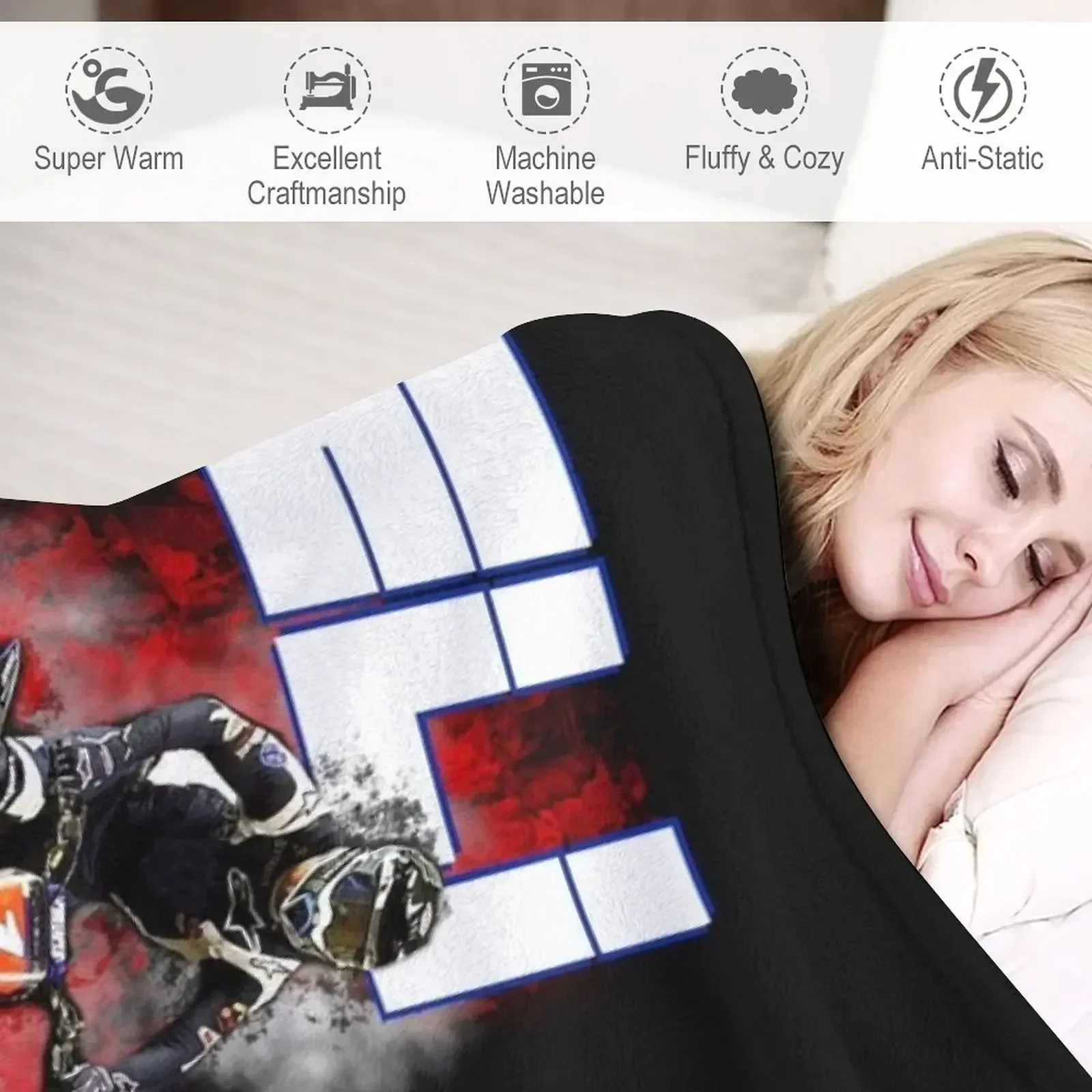 Эли Томак # 1 Мотокросс Суперкросс- SUPERCROSS CHAMPION SUPERSTAR SUNDAYS ФУТБОЛКА Плед Диван