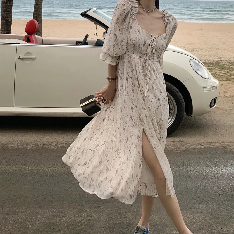 

Forget It/Urban Bohemian Violet High Slit Rose Dress 2022 Summer Dress for Women