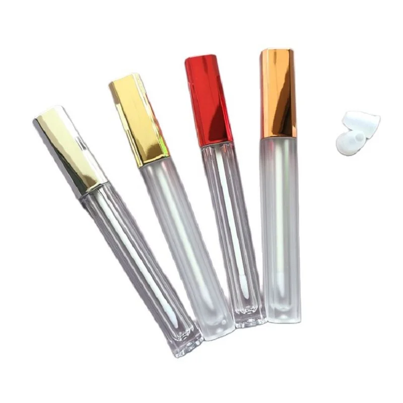 

Empty Lip Gloss Tubes Gold Red Pink Black Square Lip Glaze Bottle Private Label Clear Frosted 4.5ml Lipgloss Containers Tubes