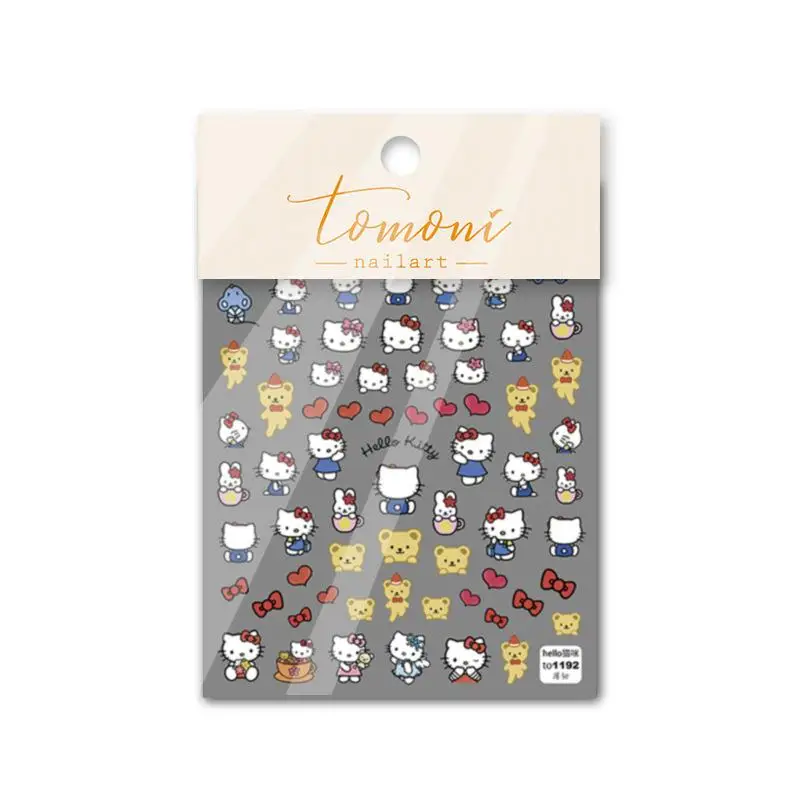 

Kawaii Sanrio Jewelry Anime Hellokitty Cartoon Cat Cute Thin Tough Nail Sticker 3D Diy Hand Account Accessories Toys Grils Gifts