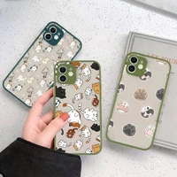cute cat cartoon phone case matte transparent for iphone 11 12 13 6 s 7 8 plus mini x xs xr pro max cover