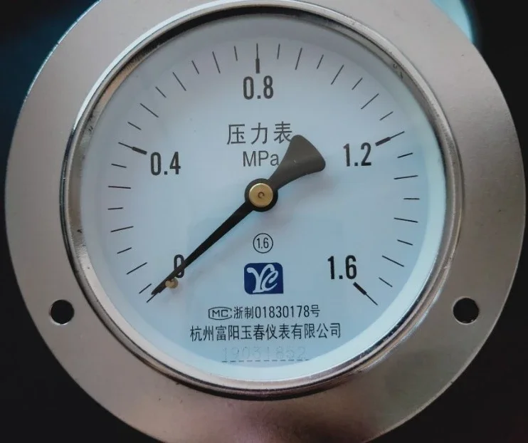 Ханчжоу Fuyang Y100ZT Осевой манометр 1 6 МПа Экспериментальная панель Фланцевый для