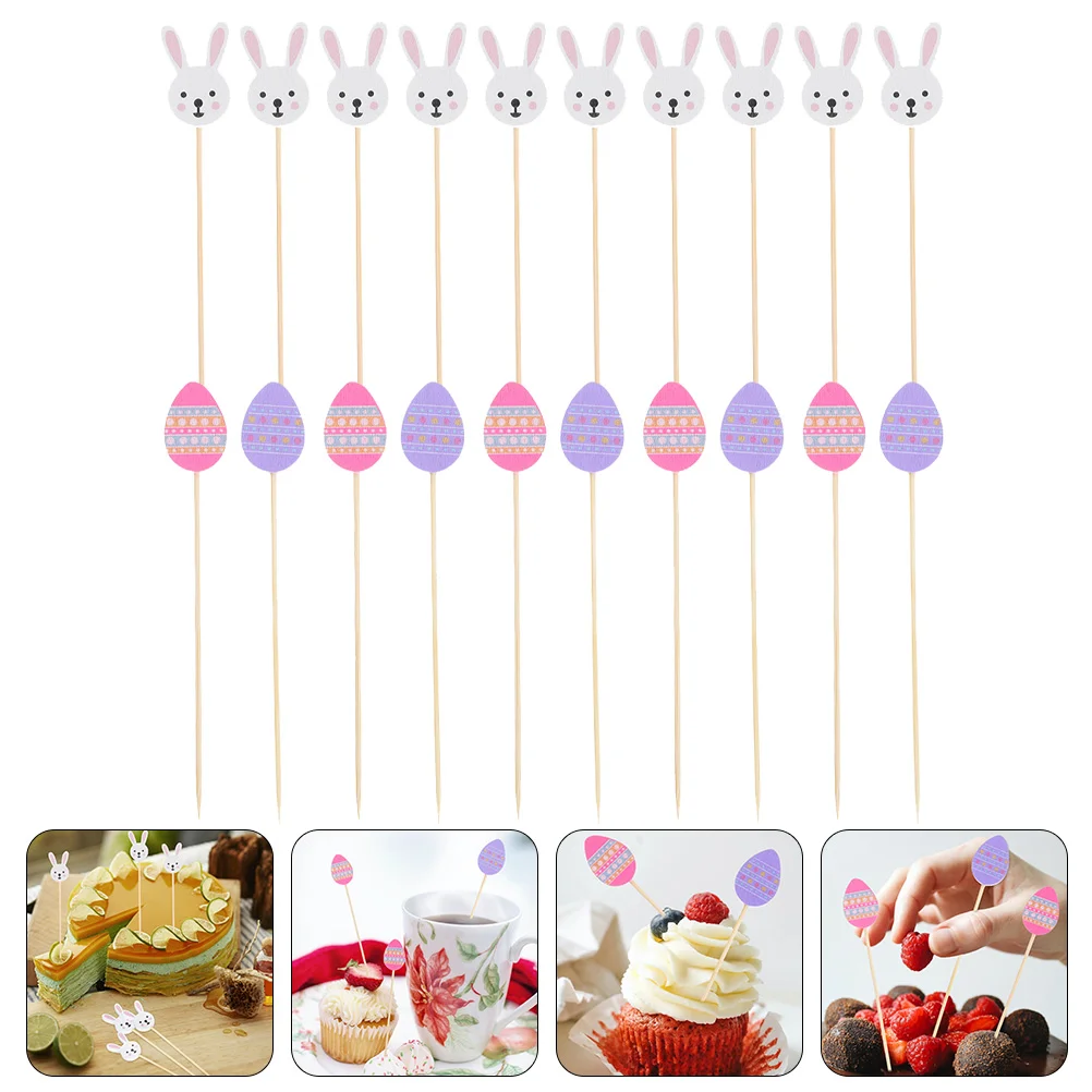 

Picks Cake Easter Bunny Party Cupcake Rabbit Decor Decorative Topper Ornaments Day Cocktail Fruit Fruits Dessert Toppers Favors