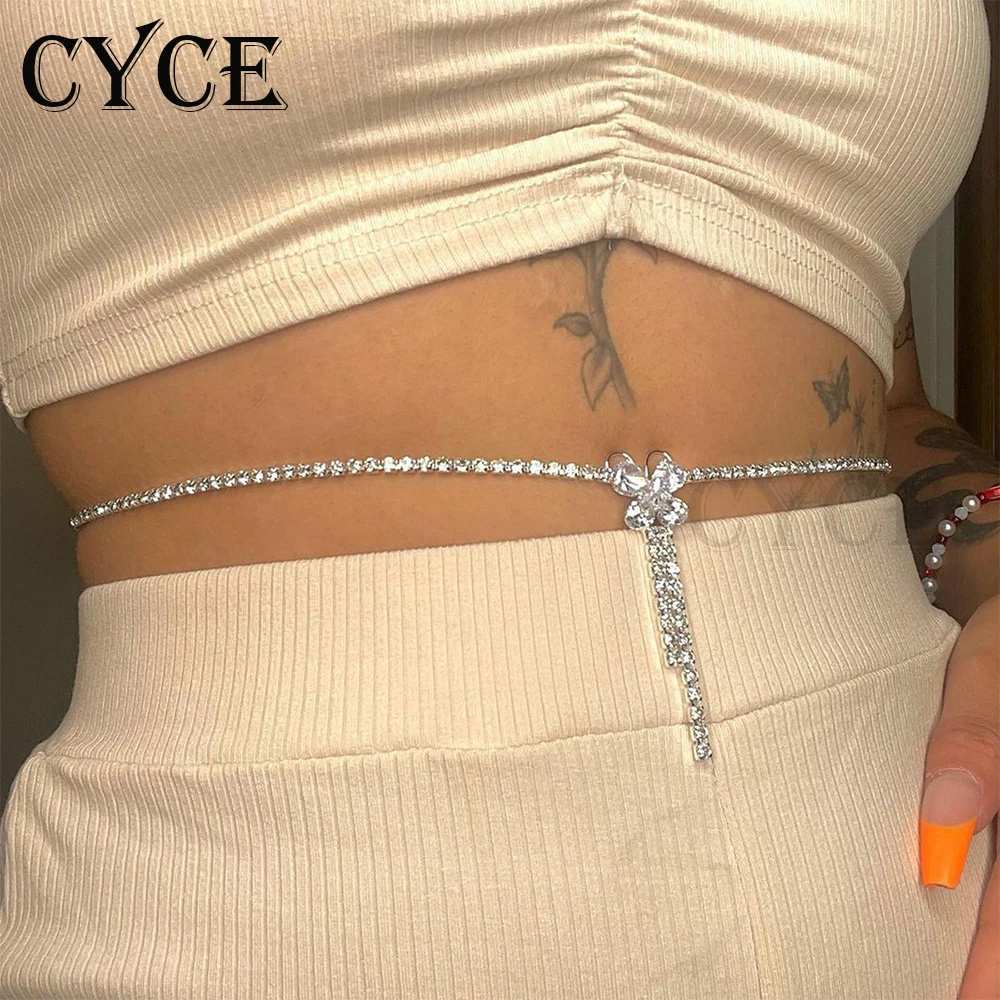 

Women Sexy Rhinestone Butterfly Waist Chain Belly Chain Summer Beach Body Chain Belly Button Chain Body Jewelry Accessories 2021