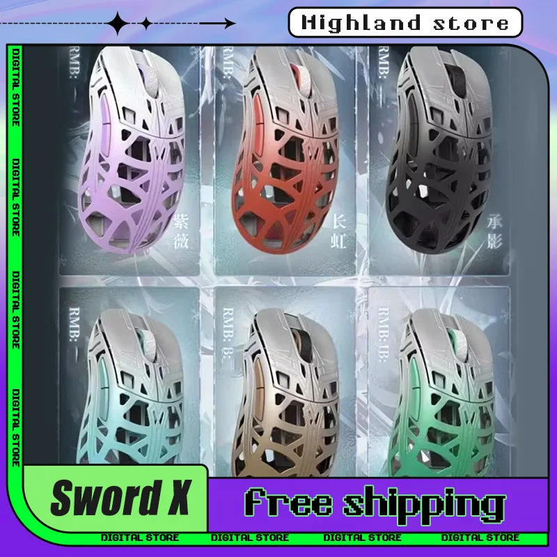 WLmouse Sword X Mouse Gamer Мышь Чип 8K FPS PAW3950HS Датчик Nordic 52840 Настроить беспроводной магниевый