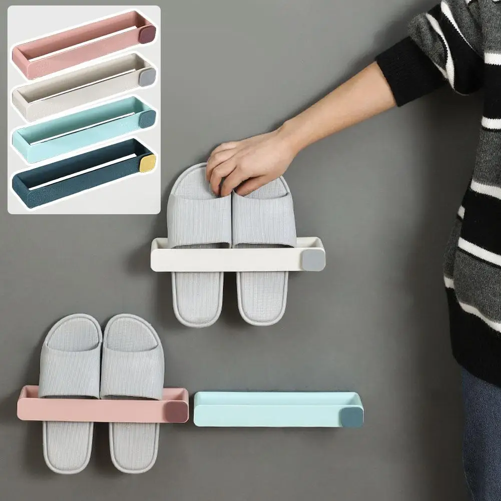 

Wall Mounted No Drilling Shoe Rack Bathroom Bedroom Bathroom Accessories Organizer Wall Door Holder Shoe Towel Hanging Stor J3J7
