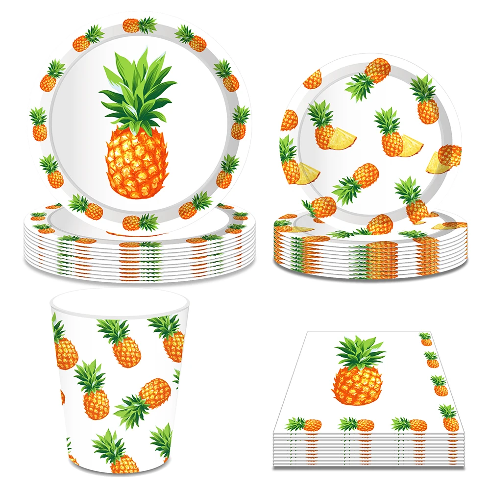 

Summer Hawaii Fruit Pineapple Theme Birthday Party Disposable Tableware Sets Baby Shower Party Plates Cups Napkins Dish Supplies