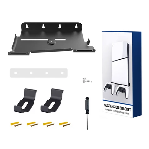 Настенный кронштейн для PS5 Slim с держателями для контроллеров APWIKOGER